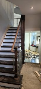 Main floor renovation work near staircase