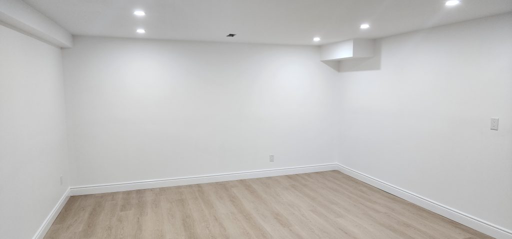 Finished basement room in Woodbridge renovation project